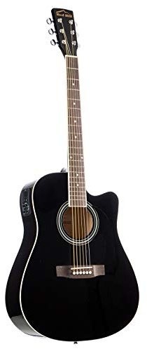 Red Hill D-1-CE Westerngitarre, Akustik-Gitarre mit Tonabnehmer, elektroakustische Gitarre, Dreadnought mit Cutaway und schwarze Lindendecke