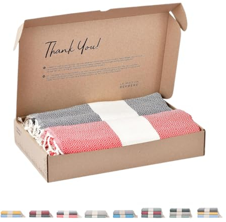 Tadussi ® Saunahandtuch Hamamtuch Fouta 100x200 [2er Set] Ideal als Strandtuch Saunatuch XXL für Damen & Herren - Extra Groß - 100% Baumwolle in Koralle & Silbergrau