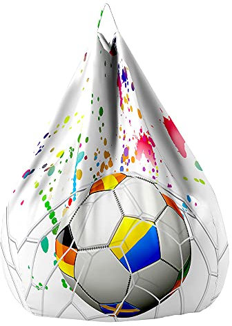 Highdi Sitzsack ohne Füllung für Erwachsene Teenager Aufbewahrung Stofftier Sofa Sack Kissen Sessel BeanBag Sitzsäcke für Outdoor & Indoor Gaming 3D Fußball (Graffiti,XL:100x120cm)