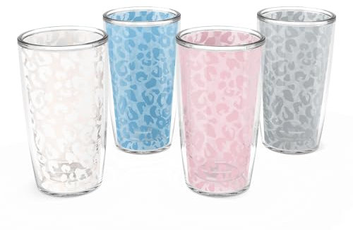 Tervis Leopard Collection Thermobecher, hergestellt in den USA, doppelwandig, isoliert, hält Getränke kalt und heiß, 473 ml, 4 Stück, sortiert