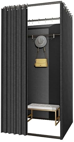 Clothing Store Fitting Room, Changing Room Privacy Screen Partition with 90% Blackout Curtain and Hook, Suitable for Shopping Mall, Swimming Pool, Gym (Black, 100x200cm)
