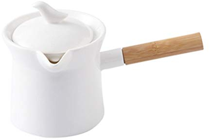 LSSEDA Creamer Jug,Churn Jug,Solid Color Ceramic Food Jars With Handles and Lids,Household Mini Milk Jugs and Flower Teapots,Large-capacity Coffee Brewing Jars(Size:Small) (Color : White, Size : L)