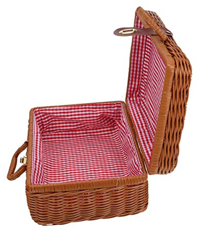 PRETYZOOM 1stk Koffer Aus Rattan Weidenkorb Mit Deckel Spielzeugbehälter Rustikaler Korb Multifunktionsgepäck Jahrgang Kosmetische Reisebehälter Alter Koffer Pp Hohe Kapazität Gewobener Korb