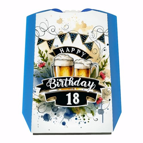 speecheese Happy Birthday 18 Bierkrug Parkscheibe rustikal Vintage mit Biergläsern und stilvollem Hintergrund