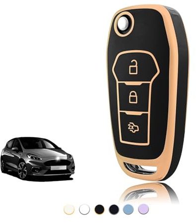 TOOMUME Schlüsselhülle für Ford Fiesta Puma Ka Kuga Focus Ecosport Edge | Weiches Silikon, Stoßfest, Sturzfest, Kratzfest, Autoschlüssel Schutzhülle für Mondeo Transit Tourneo Connect Courier