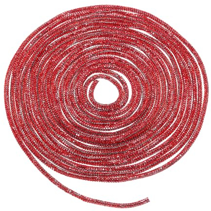 QUARKZMAN Lacci per Scarpe Glitter Strass Corda Cristallo Brillante Rotonda Lucida Brillantini Ciondolo Cordini 4mm per Sneakers Pantaloni Tuta, Rosso
