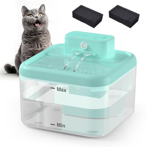 RUXAN Katzenbrunnen Kabellos, 2L Trinkbrunnen für Katze 2200mAh Ultraleiser Katzenbrunnen für Katzen mit Bewegungsmelder 3 Modi Wasserbrunnen Haustier Trinkschale für Katzen