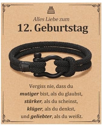 Alles Gute zum 12./13./16./18. Geburtstag für Jungen, geflochtene Seilarmbänder mit Spruchkarte