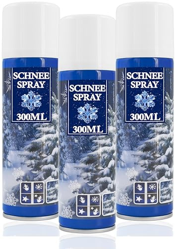 Stephans Möbelbörse Kunstschnee - Spraydose mit Dekoschnee - Schneespray zum Dekorieren zu Weihnachten - Sprühschnee Snowspray Fensterspray Schnee Spray Deko Schnee (3er Set, 300ml/ je Dose)