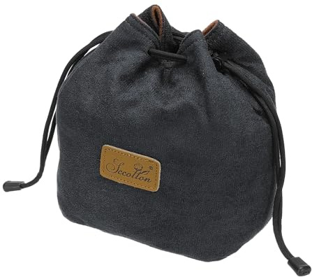 PATIKIL Pochette Souple pour Appareil Photo, Taille L, Étui de Protection Antichoc avec Cordon de Serrage en Flanelle Compatible avec Les Objectifs d'Appareil Photo Nikon, Noir
