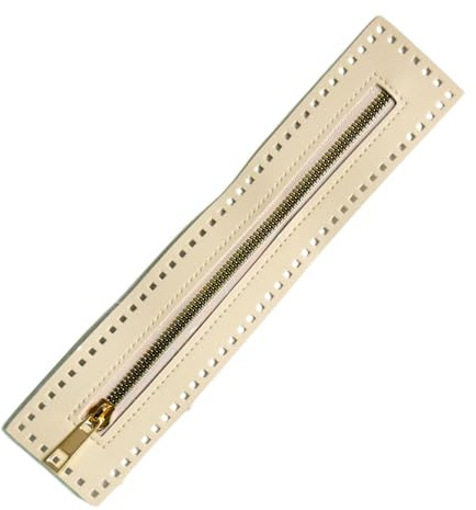 2 stycken PU-läder dragkedja för sömnad, dragkedja 27 cm x 5,5 cm, dragkedja ersättning, väskor virkning tillbehör, dragkedja för väskor, handväskor, virkade väskor, pysselprojekt, beige
