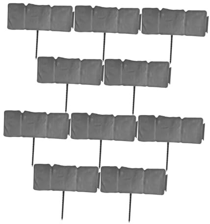 TINEASUR Bordatura da Giardino in Plastica Effetto Pietra da 10 Pezzi con Chiodi per Bordure da Giardino Facile da Installare Robusta E Versatile per Aiuole Orti E