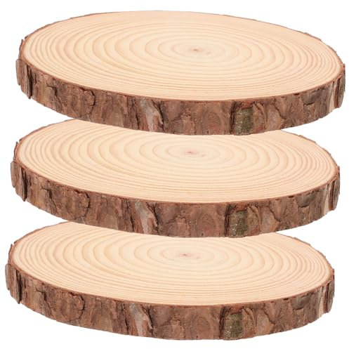 OFFSCH Lot De 3 Pavés De Jardin En Bois Solide 18-20 Cm De Diamètre 2 Cm D'épaisseur Pour Allée Extérieure Décoration Jardin Naturel Résistant Aux Intempéries