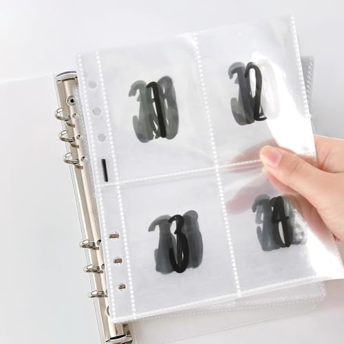 Budget Planner Zubehör A5 Binder Taschen, 25 Stück 100 Envelope Mit Schwarzen Zahlen Saving Challenge Ordner, Planereinlagen Prospekthüllen Kunststoff Bindertaschen Klarsichthüllen Ringbuch Einlagen