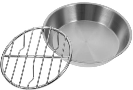 PHENOFICE 304 Stainless Steel Baking Tray and Rack Set Round Baking Pan with Cooling Rack Non-Slip Oven Tray for Snacks and Cakes