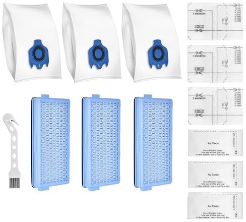 Zubehör-Set Passend für Miele Serie Staubsauger, Filter und Beutel für Miele Staubsauger, Ersatz für Miele Staubsaugerbeutel & Filter: 3 Staubsaugerbeutel, 3 HEPA Filter, 6 Mikrofilte, 1 Kleine Bürste