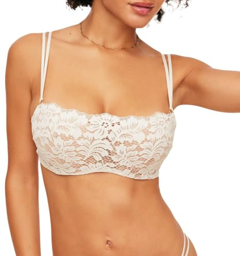 Adore Me Georgianna Push-Up Balconette Bra - Lace Underwire Bra with Removable Padding & Double Strap Detail - Sizes 30A-38DD, White 2, 32C
