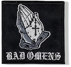 Bad Omens Patch – Aufnäher zum Aufbügeln, Herz-Design, Schwarz, Mittelgroß, Gotische Blumige Stickerei, Baumwolle
