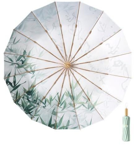 Maibar Umbrella Compact UPF 50 SPF 50 3D Pattern 16 Ribs Chinese Style Sun UV Protection Folding Umbrella for Women (1)