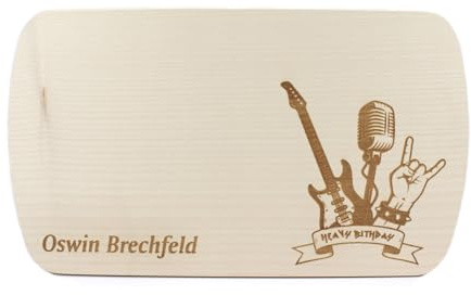 Dekolando Frühstücksbrett personalisiert Heavy Birthday - Schneidebrett mit Gravur - Geschenk für Rock- & Metal-Fans - Heavy Metal Brettchen mit Namen 24x14 cm