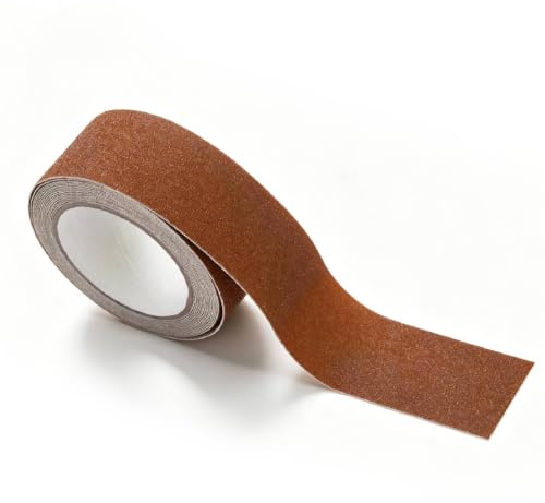 equlup Ruban adhésif antidérapant en PVC, 5 m x 5 cm, bandes de traction abrasives pour skateboard, intérieur et extérieur, pour escaliers, marches, décoration de sécurité (Café)