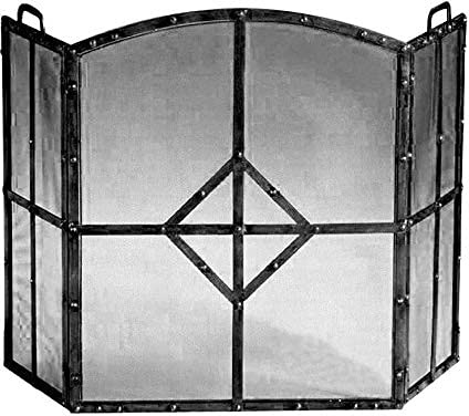 CCKUYT Kaminschutzgitter Kamine Funkenschutz Kamin Funkenschutz Schöner Bisheriger Kaminschirm, 3 Paneele Eisen Kaminschirm Für