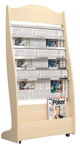 LIULIFEN Zeitschriftenständer, Zeitungsständer, bodenstehend, Zeitungsständer, Ahornfarbe/Walnussfarbe, Zeitungsständer, Bücher- und Zeitungsständer, Zeitschriften-Organizer aus Holz, Prosp