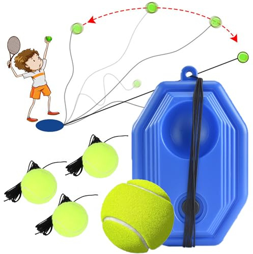 WDEC Entraîneur de Tennis, 4 Tennis avec Ligne, Kit D'entraînement de Tennis, Équipement Tennis Portable, Balle de Tennis, Entraîneur de Tennis, Balle D'entraînement de Tennis, Tennis Trainer