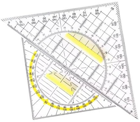 perfeclan 2x Set Goniometro Trasparente Strumento di Misurazione Geometria Disegno con Manico Staccabile Righello Triangolare per Università Scuola