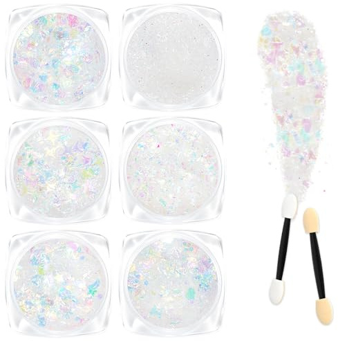 AOOWU Face Body Glitter - 6 färger Chunky Fluorescerande gel paljetter (inget lim) - för ansikte, kropp, hår, halloween, fest, jul, #08