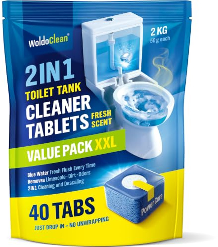 WoldoClean 2in1 Toalettblock Spolcistern 40 WC Rengöring Avkalkning