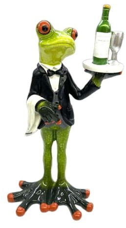 siduytin Modern Statue Collectible Animal Sculpture Cabinet Fireplace Birthday Gift Vivid Styling Waiter Frog Statue Home Decoration for Creative Figurine for Creative Decorative Figurine Office