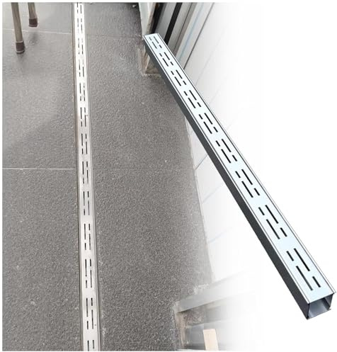 JuanNest Griglia di Drenaggio in Acciaio Inox,Copertura di Scarico per Esterni, Rettangolare Griglia A Canale Filtro Canaletta Scolo Acqua Piovana per Terrazza, Piscina, Marciapiede 15x5x100cm