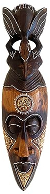 OMA African Mask Wall Hanging Decor Blessing & Good Luck Spirit Wooden Hand Crafted African Tiki Home Decor Gift Large Size