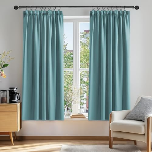 Deconovo Super Soft Curtains Thermal Insulated Pencil Pleat Blackout Curtains for Livingroom 46 x 54 Sky Blue 2 Panels