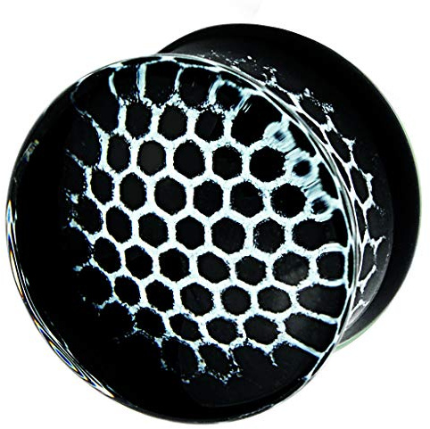 Piersando Ohr Plug Piercing Ear Flesh Tunnel Ohrpiercing Schmuck Ohrplug aus Glas Schwarz