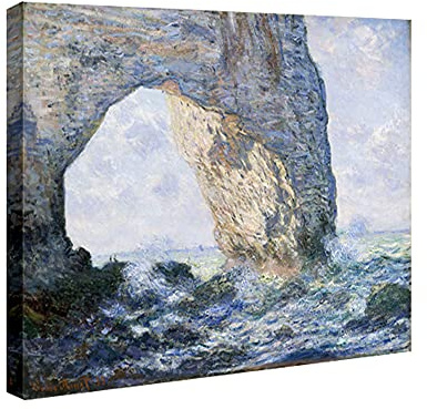 Wieco Art - Manneporte kanvastryck av Claude Monet berömda oljemålningar reproduktion konstverk klassisk sjölandskap strand bilder på duk väggkonst för hem kontor dekorationer