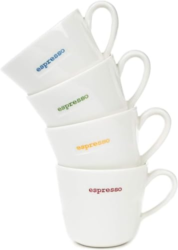 Keith Brymer Jones - Word Range - Ceramic Espresso Cup Set of 4 - Gift Boxed - Espresso - 100ml