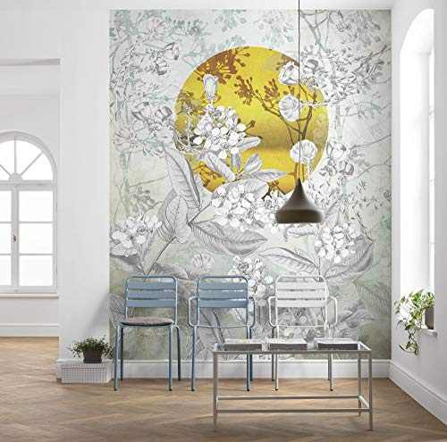 Komar Vlies Fototapete Karma - Größe: 200 x 250 cm - 4 Bahnen, Bahnbreite 50 cm - Gold, Landschaft, Sonne, Tapete, Dekoration, Wandtapete, Wandbild, Wandbelag, Designtapete - X4-1020