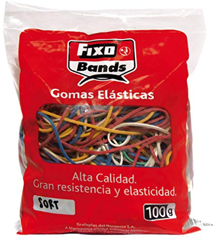 Fixo 145099 Paket med flerfärgade gummiband i olika storlekar.