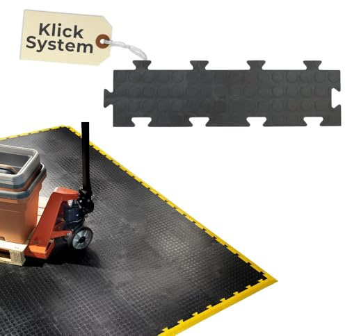 10x Schmale Klickfliesen Bodenplatte Kunststoff Garage Garagenboden Klickfliesen Werkstattboden PVC Fliesen Garage Industrieboden Platten Gewerbeboden Fliesen Schwarz