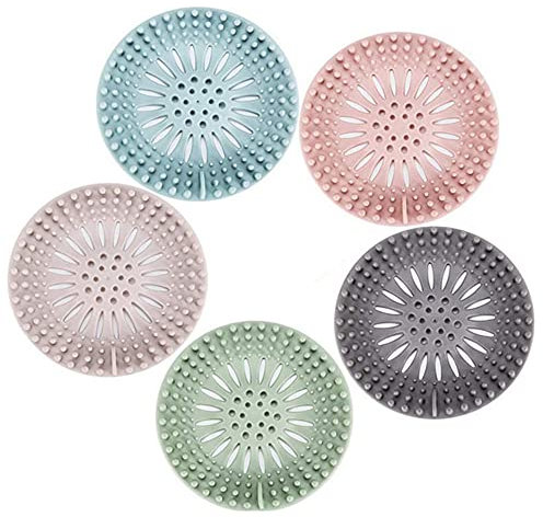 NAQ Abflusssieb aus Silikon 5 Stück Waschbeckenfilter Abflusssieb Filter Abflussstöpsel Badewannenstöpsel Haarsieb Dusche Küchenspülen Abflussstopfen für Badezimmer Badewanne Küche (5PCS)