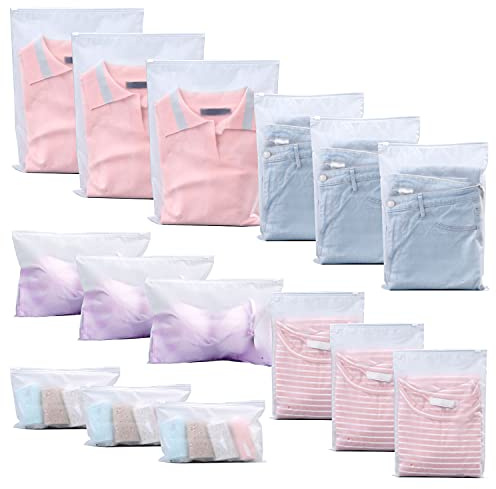 NITAIUN 15 Pezzi Zip Borsa Sacchetti da Viaggio Impermeabili Borsa Organizer Multifunzione Sacchetti Trasparenti Plastica per Vestiti Cosmetico, Biancheria Intima, Calzino, Scarpe