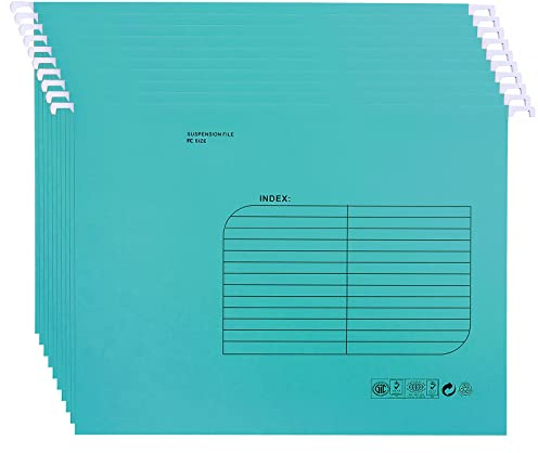 Hängemappen Foolscap,25 Stück Hängemappe mit Tabs und Karteneinsätzen für Schule, Zuhause, Büro(Blau)