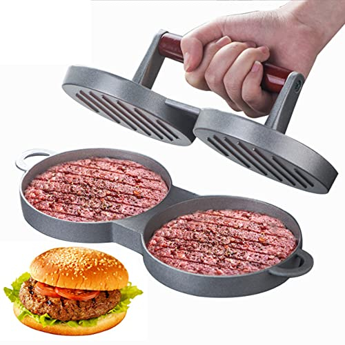Press per hamburger Press non Stick pressa per hamburger per 2 mini hamburger patties, lega di alluminio per hamburger Pattie Press 304, in acciaio inox
