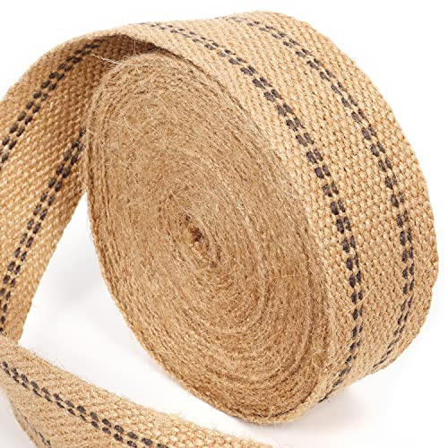 ZAIONE Rollo de cinta de yute natural de 5 cm de ancho, 10 metros de ancho, cinta de yute para reparación de bricolaje (rayas negras)