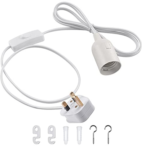 DiCUNO E27 Lampholder, Pendant Light Fitting Kit, White, 2M, 1Pcs