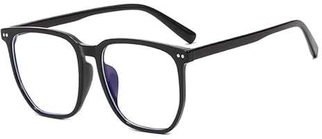 Blue Light Blocking Thick Square Frame Clear Lens Glasses Eyeglasses Super Oversized Fashion and Costume TR90 Frame (Black)