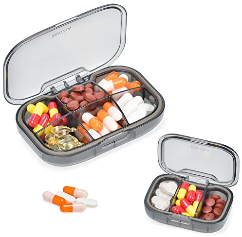 YXCHUA Tablettenbox 2 Stück Mode Reise Klein Pillendose 6 Fächer+3 Fächer Medikamentenbox-Pillen-Organizer-Pillendose-Fächer Tragbar Abnehmbare Pillenbox