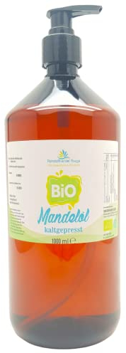 Bio Mandelöl 1 Liter kaltgepresst – 100% naturrein, Lebensmittelqualität, mild & vielseitig – aus kontrolliert biologischem Anbau, ideal für Küche, Smoothies & natürliche Pflege